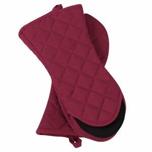 Heat Resistant , Non-Slip Grip, Cotton Inside Double Oven Gloves, 1 Pair, Red